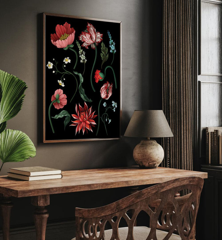 Botanical Victorian Flowers  Botanical art painting Artwork Placed on a wall