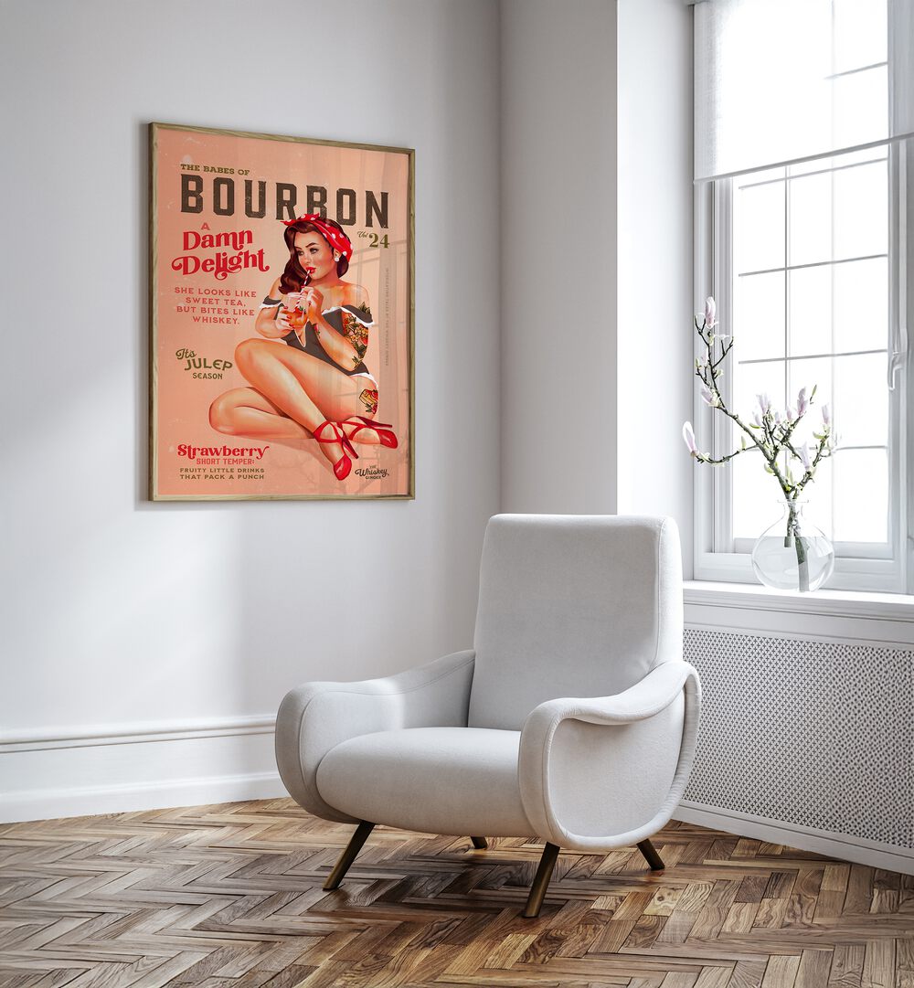 Bourbon Girl, Bar art adds vintage charm to your space, perfect for lounges and cafes with a nostalgic flair.