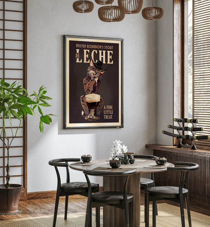 BOURBON DE LECHE GUINNESS STYLE CAT ART , BAR POSTERS , BAR ART PRINTS