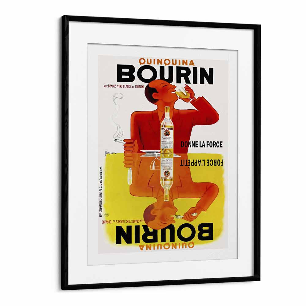 Bourin Bar & Cafe Artwork in Black Frame With Mount