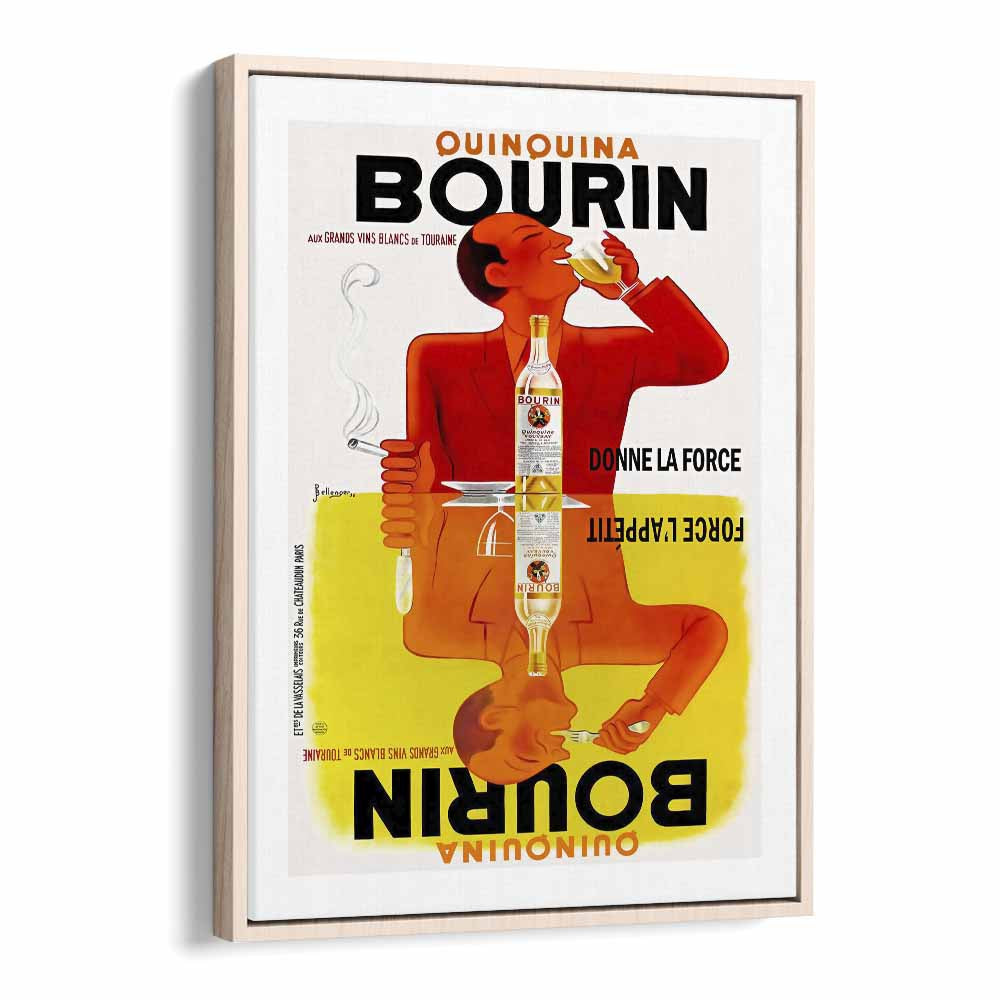 Bourin Bar & Cafe Artwork in Oak Wood Floater Frame