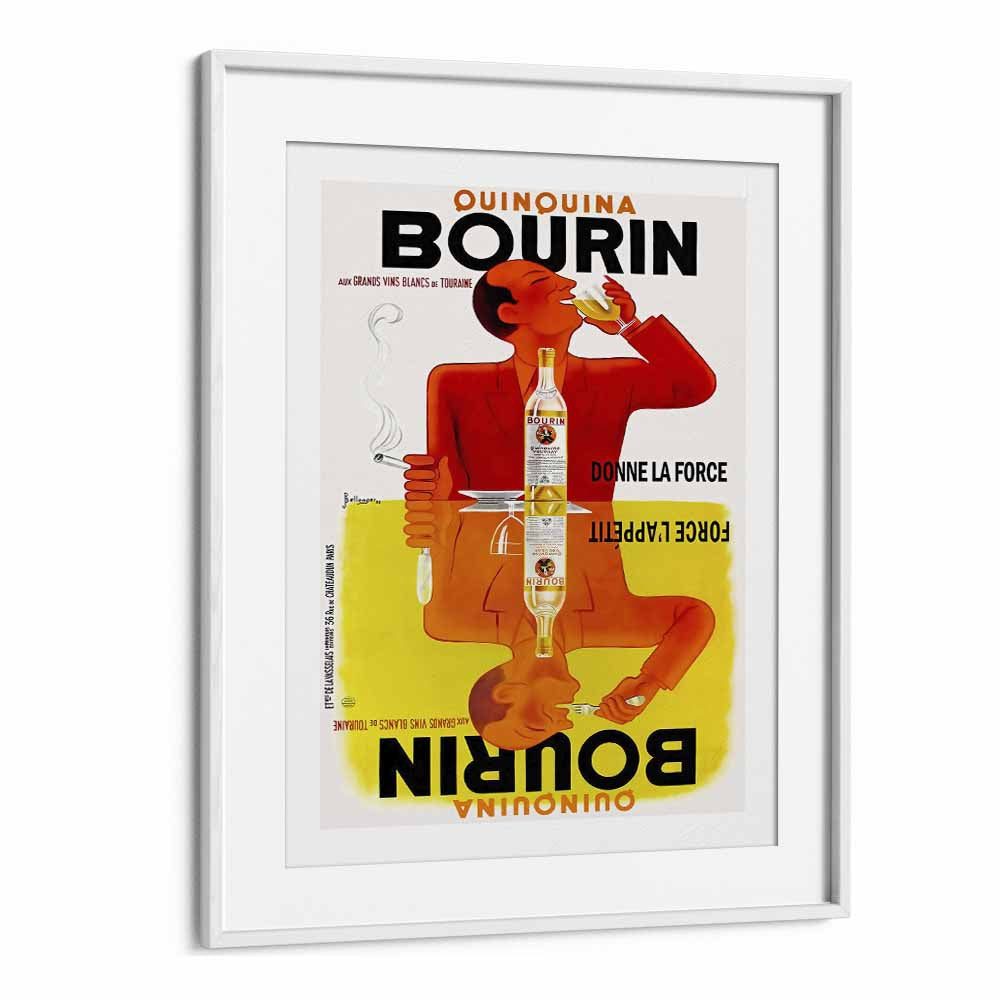 Bourin Bar & Cafe Artwork in White Frame With Mount