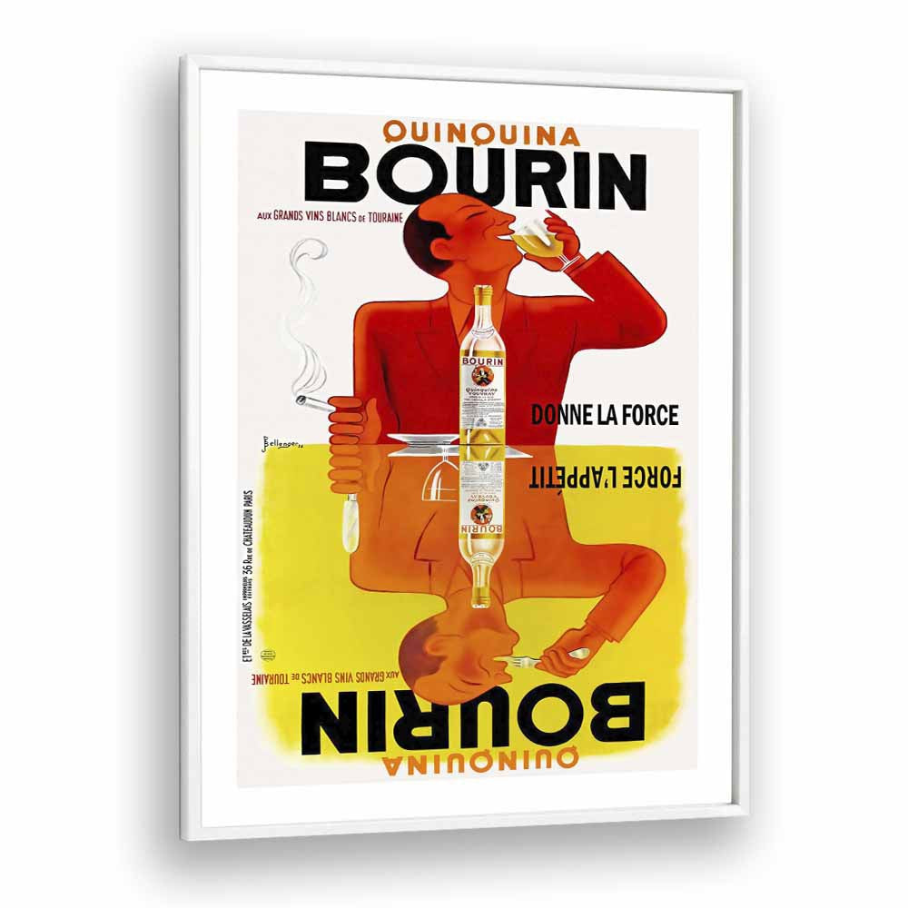 Bourin Bar & Cafe Artwork in White Plain Frame