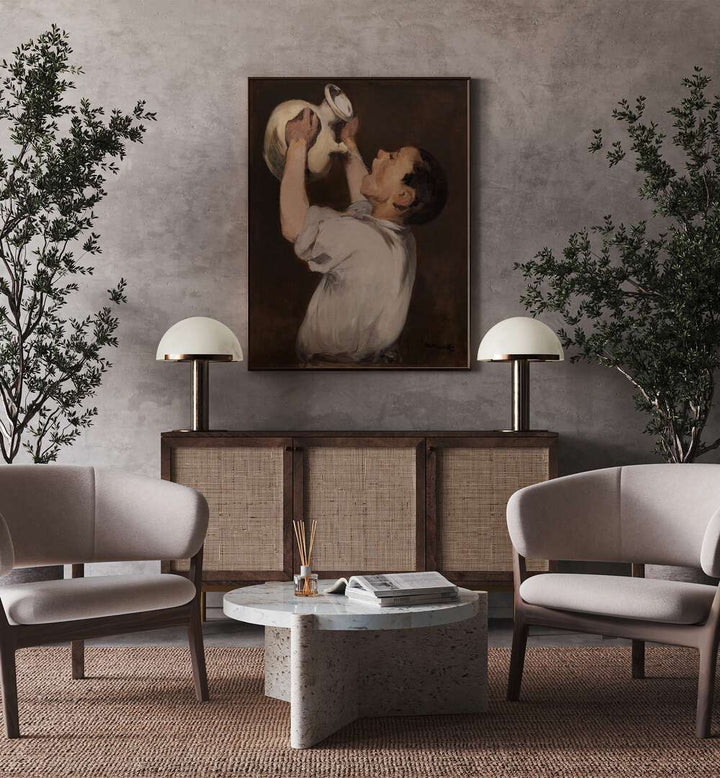 BOY WITH PITCHER  , VINTAGE PAINTINGS