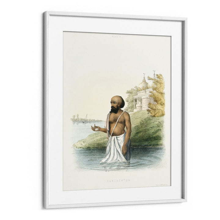 Brahmin's First Ceremony Indian art painting Artwork in White frame With Mount