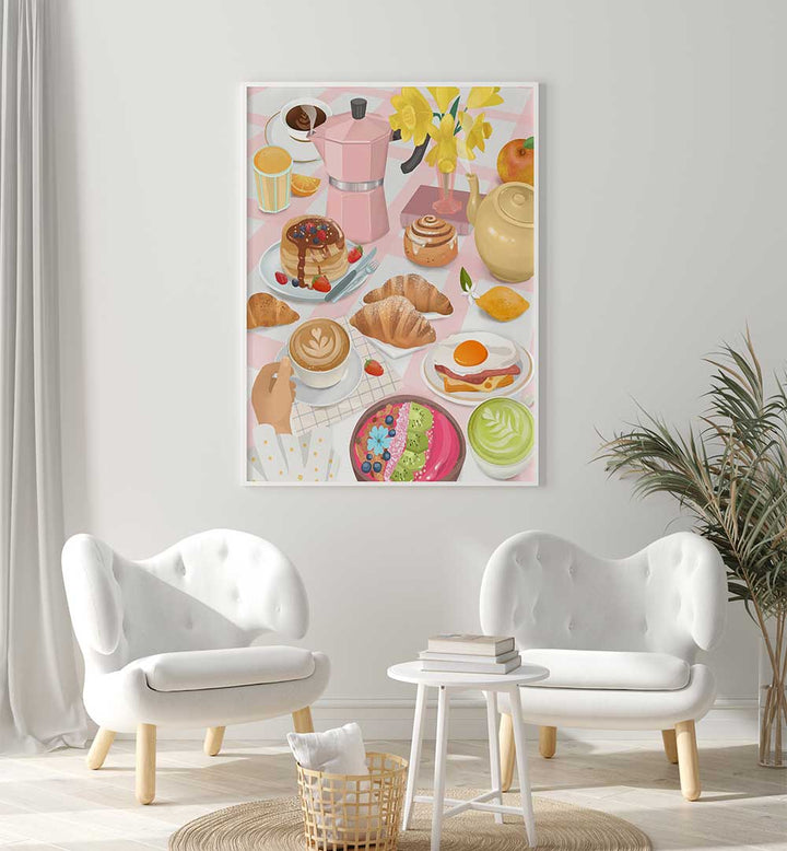 BREAKFAST & BRUNCH kitchen posters decor featuring a vibrant breakfast spread.