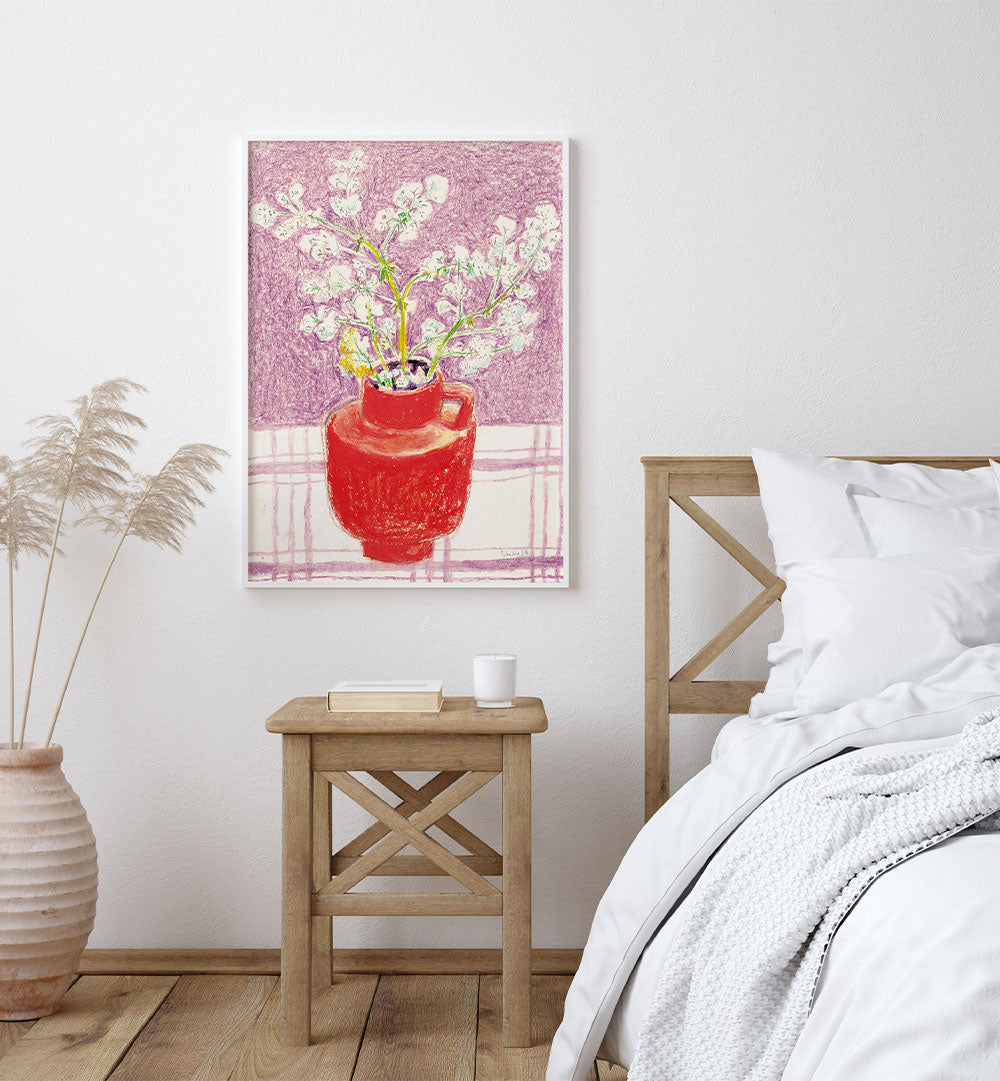 BRIGHT FLOWERS RED VASE