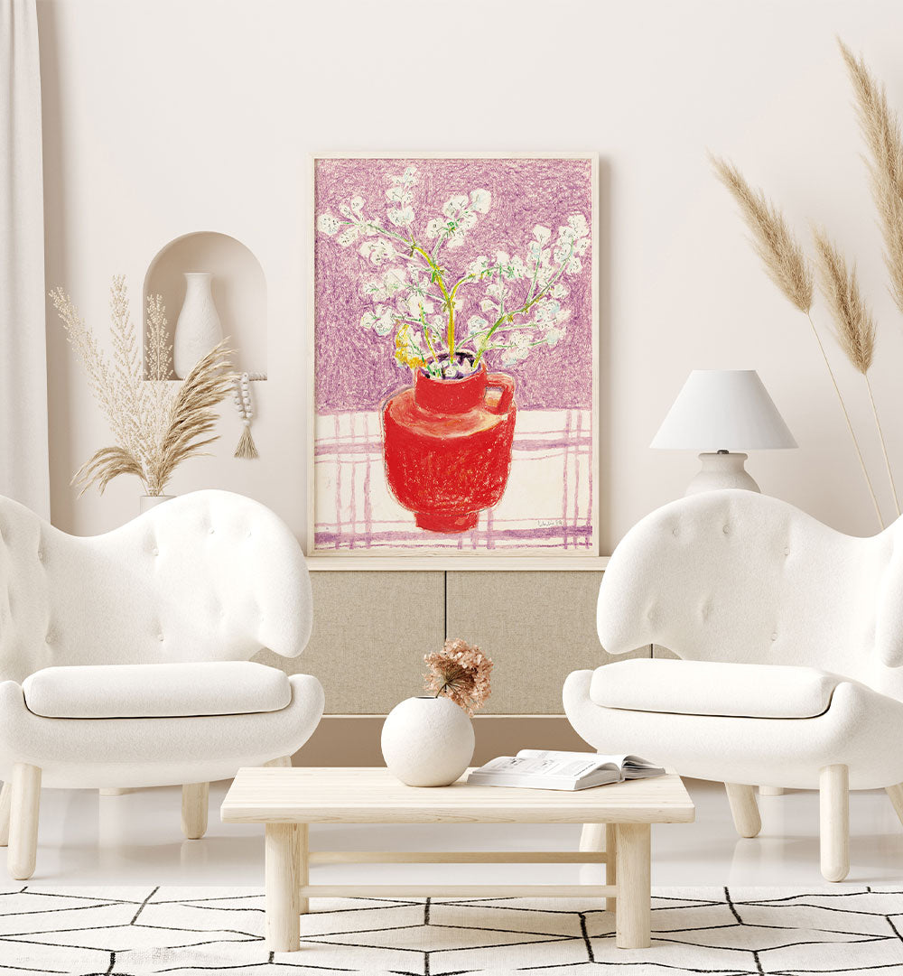 BRIGHT FLOWERS RED VASE