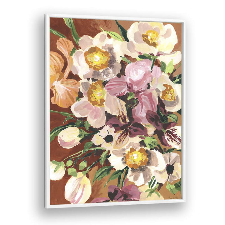 Brown Orchids By Ania Zwara Botanical Flower Paintings painting Artwork  in White Plain Frame