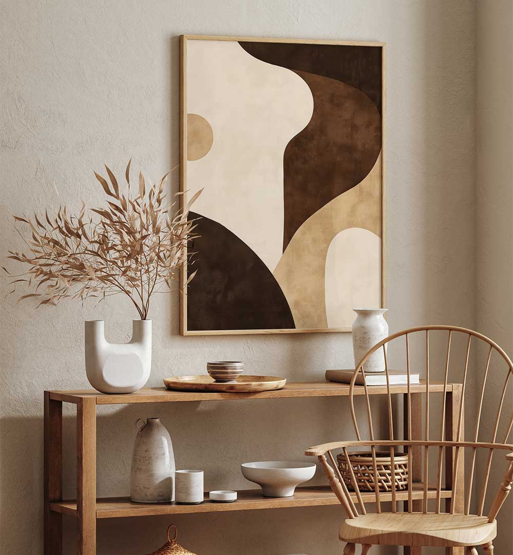 BROWN TONES GEOMETRIC II , BOHO ART PAINTINGS