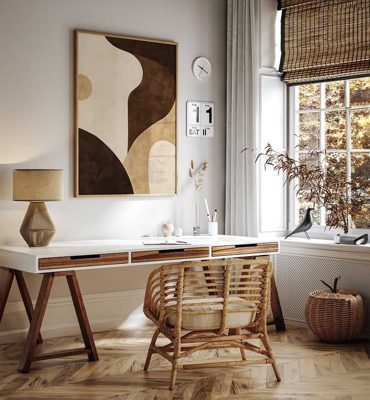 BROWN TONES GEOMETRIC II , BOHO ART PAINTINGS