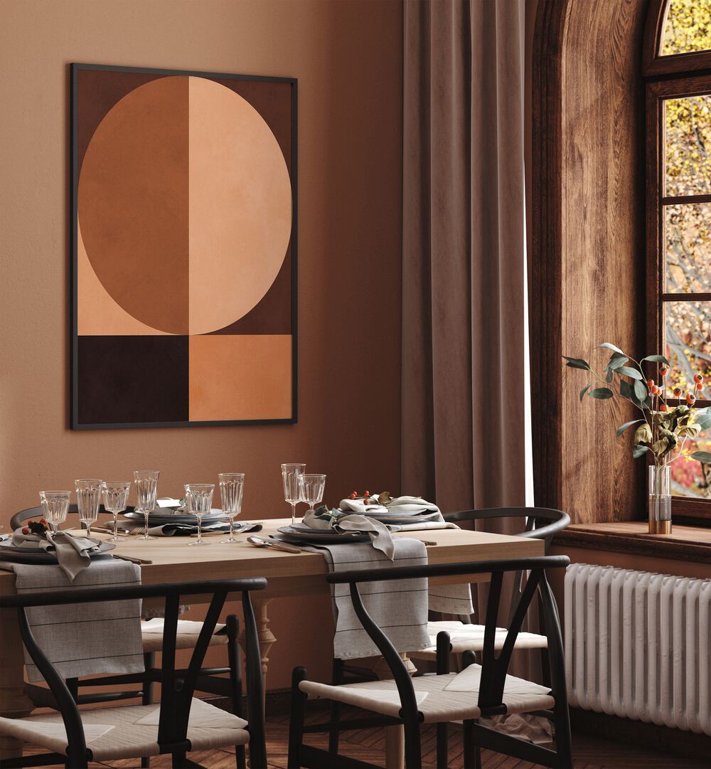 BROWN GEOMETRY IV , GEOMETRIC ART PRINTS