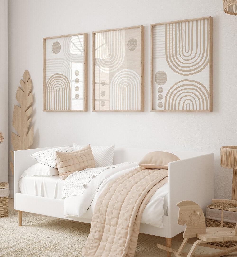 BUFF AND BOHO SET , SET OF 3 PAINTINGS