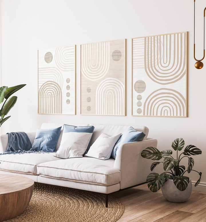 BUFF AND BOHO SET , SET OF 3 PAINTINGS