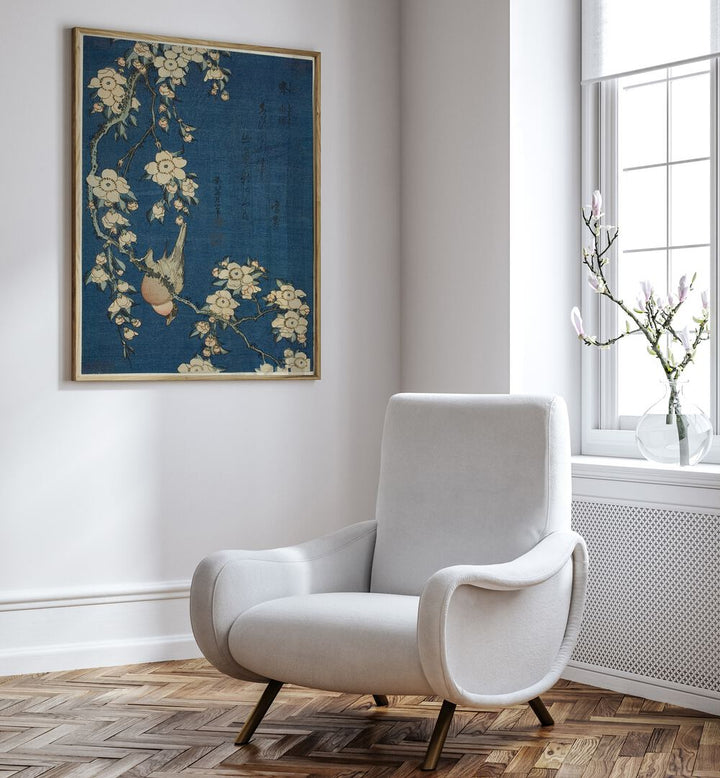 BULLFINCH AND WEEPING CHERRY BLOSSOMS , VINTAGE PAINTINGS