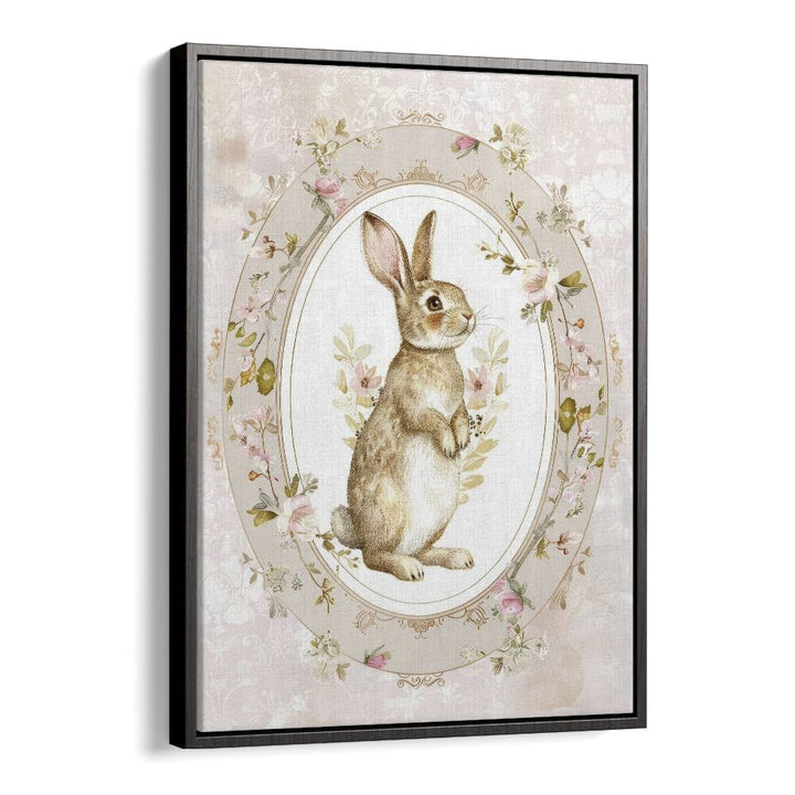 Bunny in a Wonderland II Kids Art Artwork in Black Floater Frame
