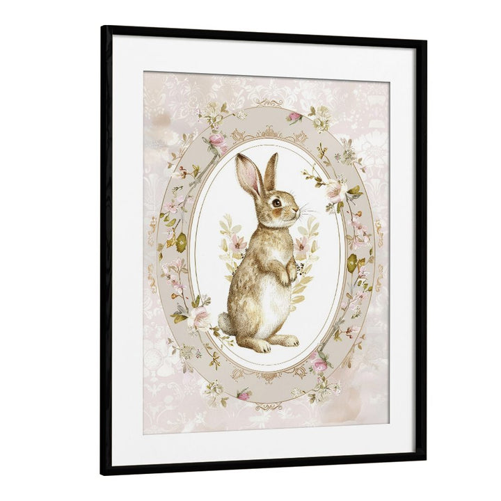 Bunny in a Wonderland II Kids Art Artwork in Black Frame With Mount
