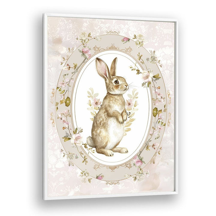 Bunny in a Wonderland II Kids art Artwork in White Plain Frame White
