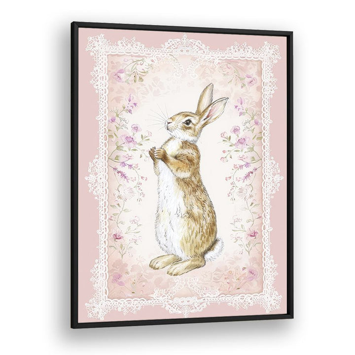 Bunny In A Wonderland III Kids art Artwork in Black Plain Frame
