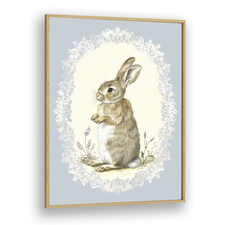 Bunny In A Wonderland Iv Kids Art Artwork in Oak Wood Plain Frame
