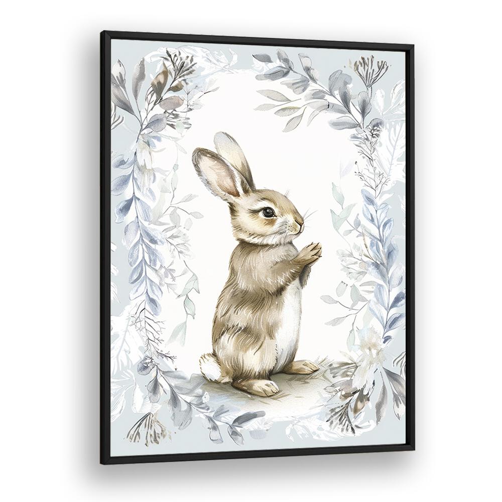 Bunny In Wonderland V Kids art Artwork in Black Plain Frame
