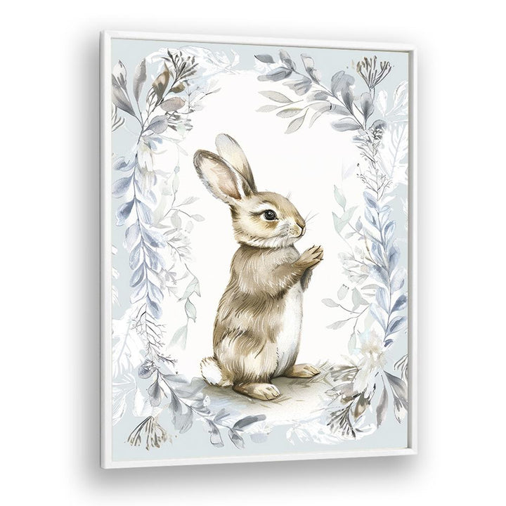 Bunny In Wonderland V Kids art Artwork in White Plain Frame White
