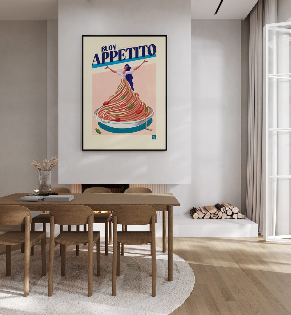 Bright and stylish BUON APPETITO I, BAR café art enhances your kitchen, celebrating culinary creativity and joy.