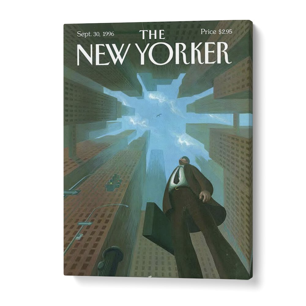 Businessman Looks Up At Tall By Eric Drooker - New Yorker Magazine 1996 Artwork in Gallery Wrap