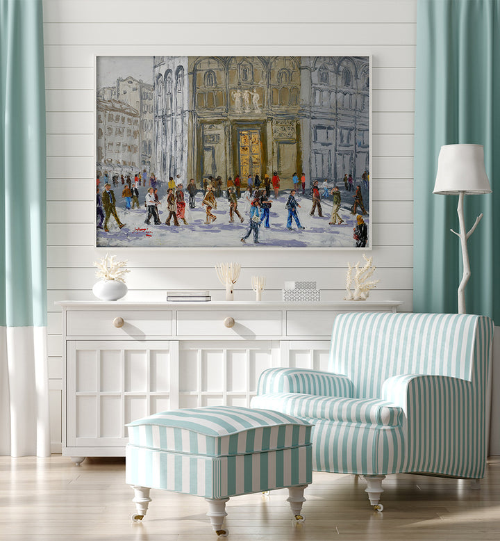 BUSTLING EUROPEAN CITY SQUARE