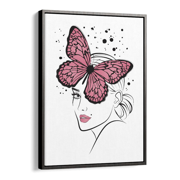 Butterfly Girl by Martina Fashion Art Artwork in Black Floater Frame
