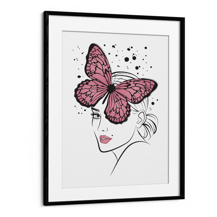 Butterfly Girl by Martina Fashion Art Artwork in Black Frame With Mount
