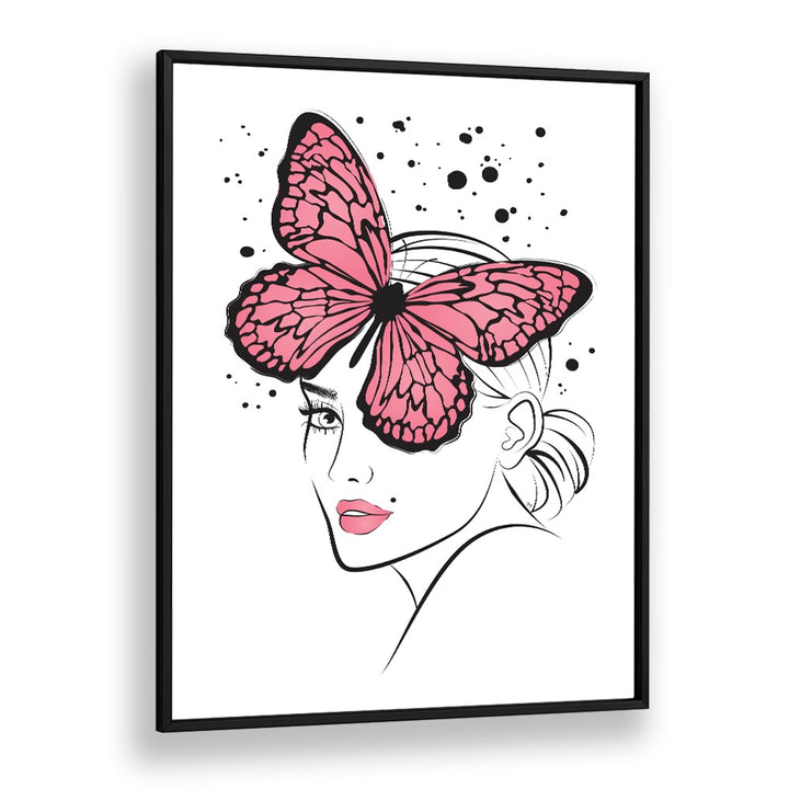 Butterfly Girl by Martina Fashion art Artwork in Black Plain Frame
