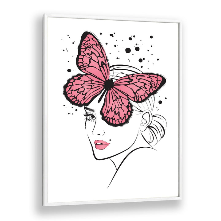 Butterfly Girl by Martina Fashion art Artwork in White Plain Frame
