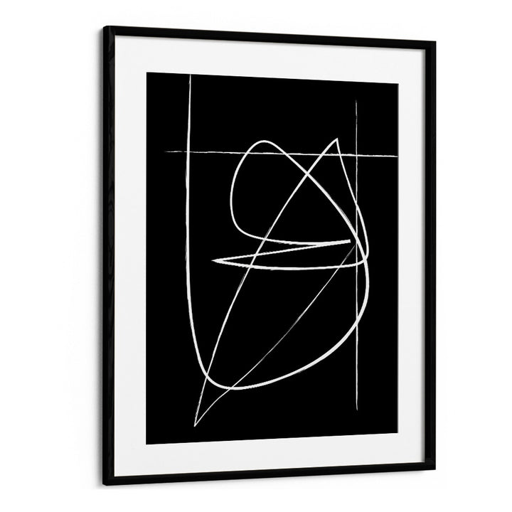 BW Lines Abstract Art Abstract Paintings in Black Frame With Mount