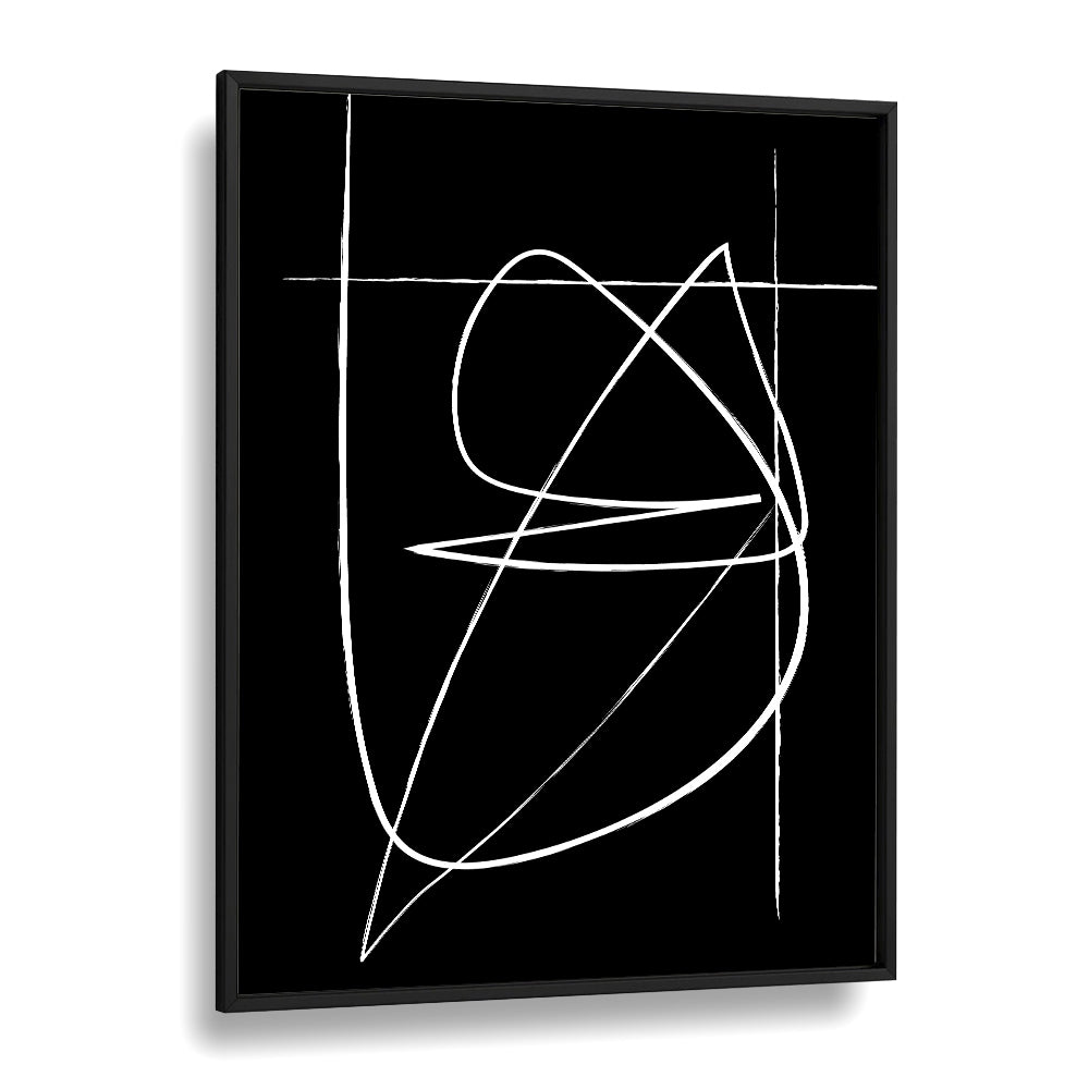 BW Lines Abstract Art Abstract Paintings in Black Plain Frame