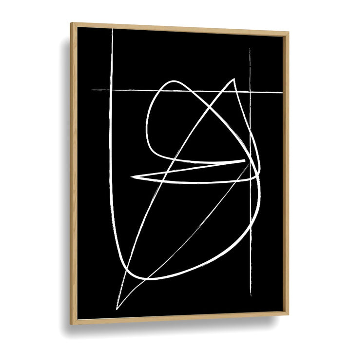 BW Lines Abstract Art Abstract Paintings in Oak Wood Plain Frame