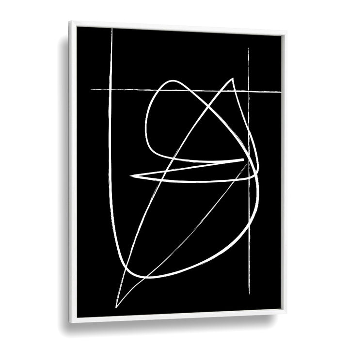 BW Lines Abstract Art Abstract Paintings in White Plain Frame