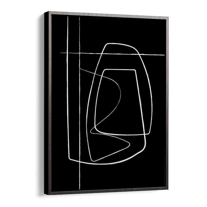 BW Lines II Abstract Art Abstract Paintings in Black Floater Frame