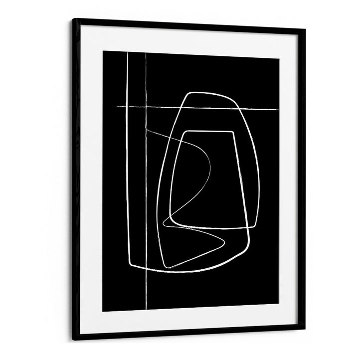 BW Lines II Abstract Art Abstract Paintings in Black Frame With Mount