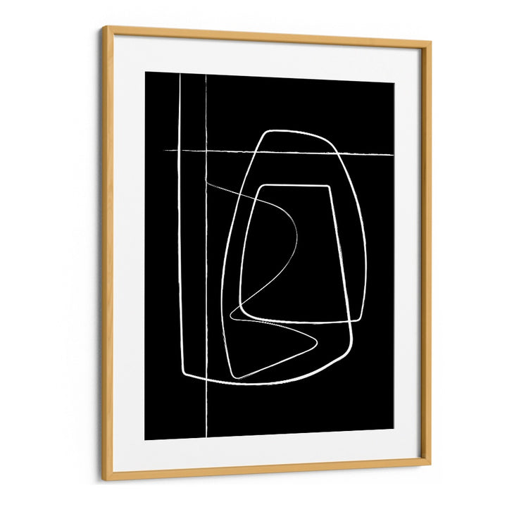 BW Lines II Abstract Art Abstract Paintings in Oak Wood Frame With Mount