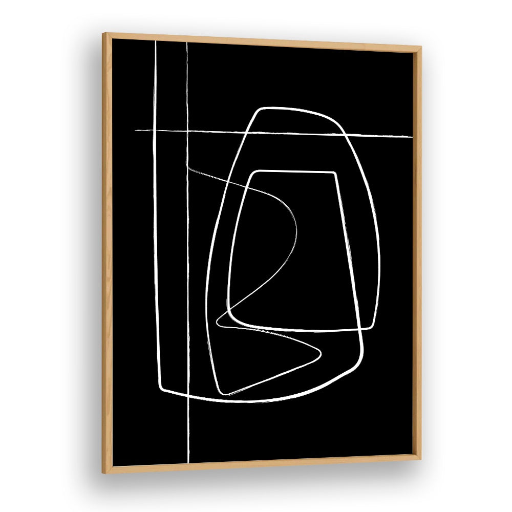 BW Lines II Abstract Art Abstract Paintings in Oak Wood Plain Frame