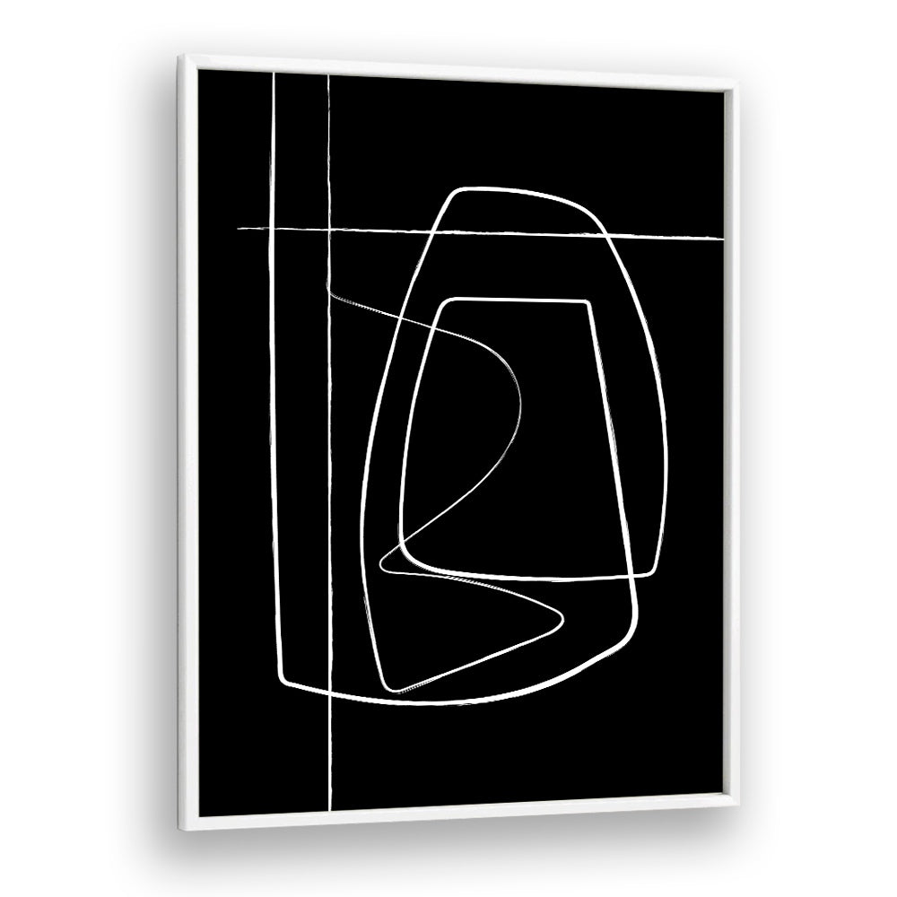 BW Lines II Abstract Art Abstract Paintings in White Plain Frame