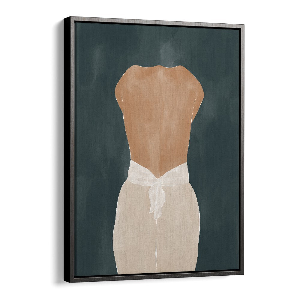 Back Side By Ivy Green Women Illustration Paintings in Black Floater Frame