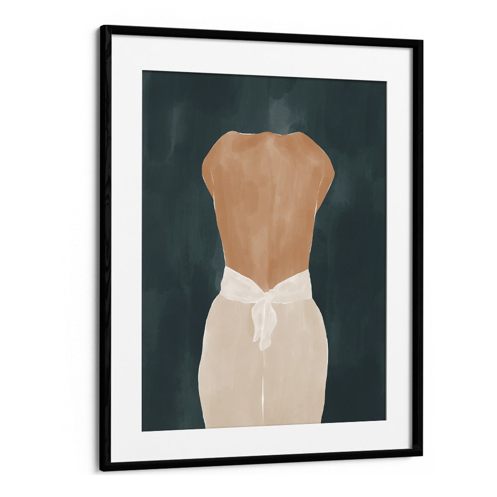 Back Side By Ivy Green Women Illustration Paintings in Black Frame With Mount