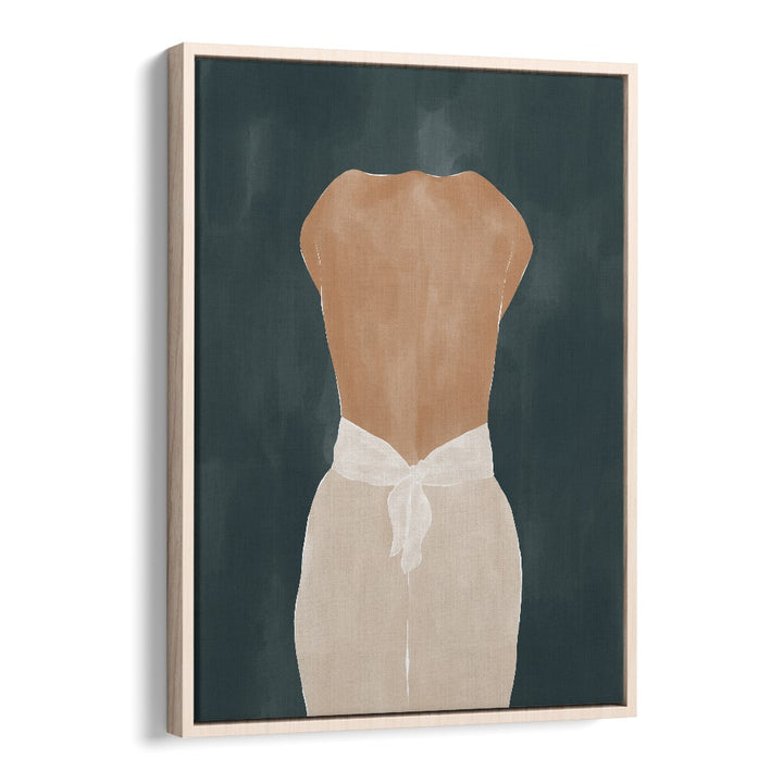 Back Side By Ivy Green Women Illustration Paintings in Oak Wood Floater Frame