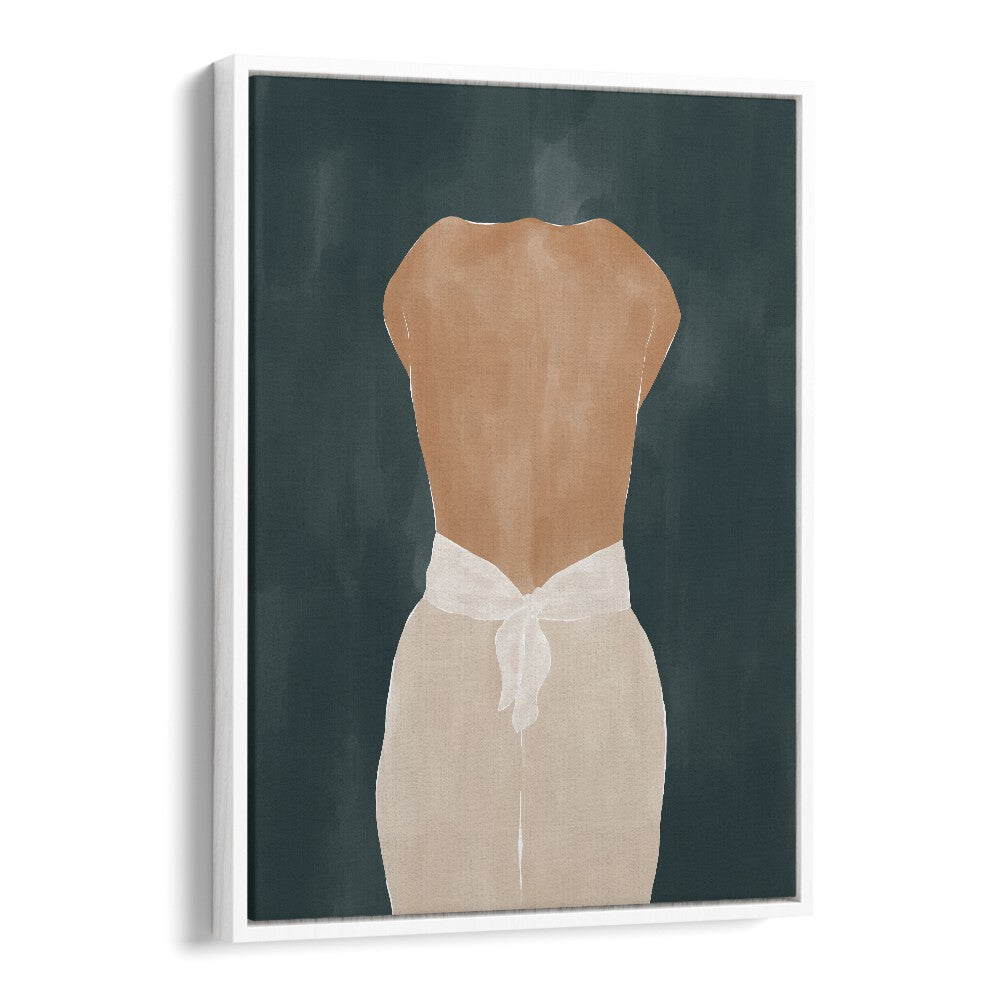 Back Side By Ivy Green Women Illustration Paintings in White Floater Frame