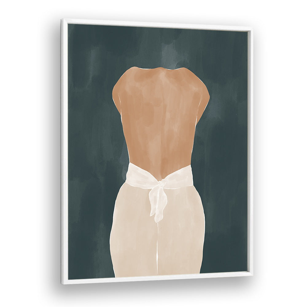 Back Side By Ivy Green Women Illustration Paintings in White Plain Frame