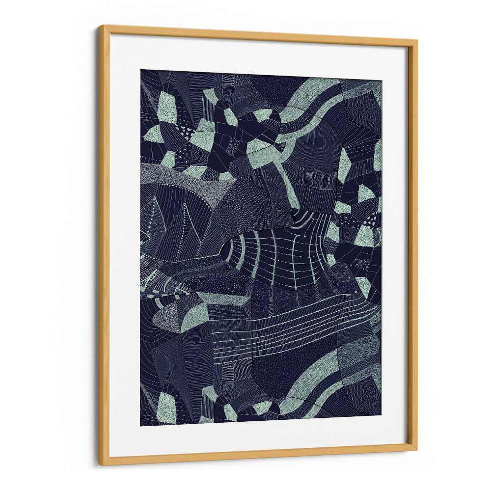 Bakiro Abstract Art Abstract Paintings in Oak Wood Frame With Mount