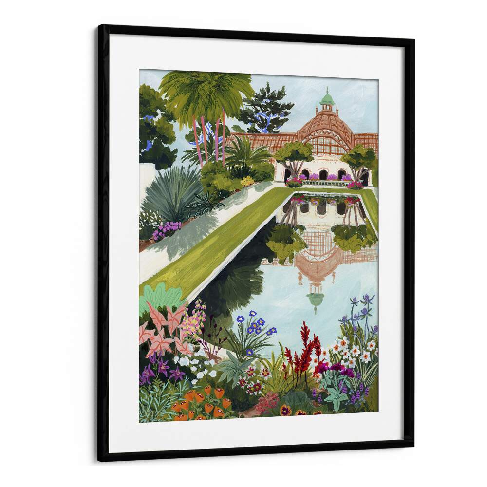 Balboa Park By Sarah Gesek Coastal Wall Art Prints in Black Frame With Mount