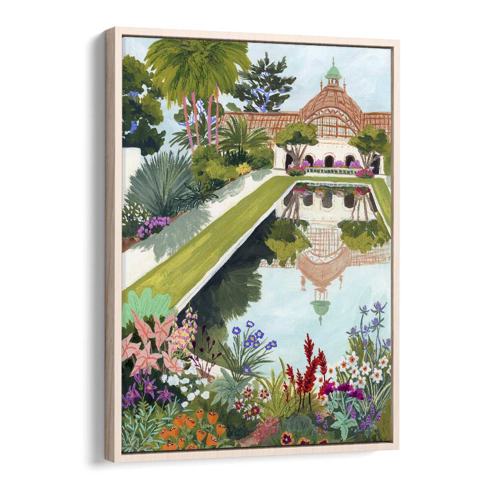 Balboa Park By Sarah Gesek Coastal Wall Art Prints in Oak Wood Floater Frame